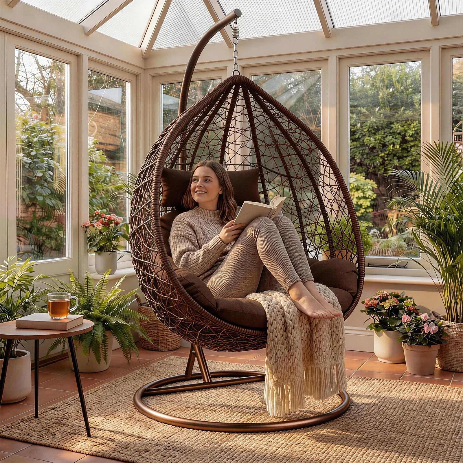 Large Hanging Egg Chair with cushion