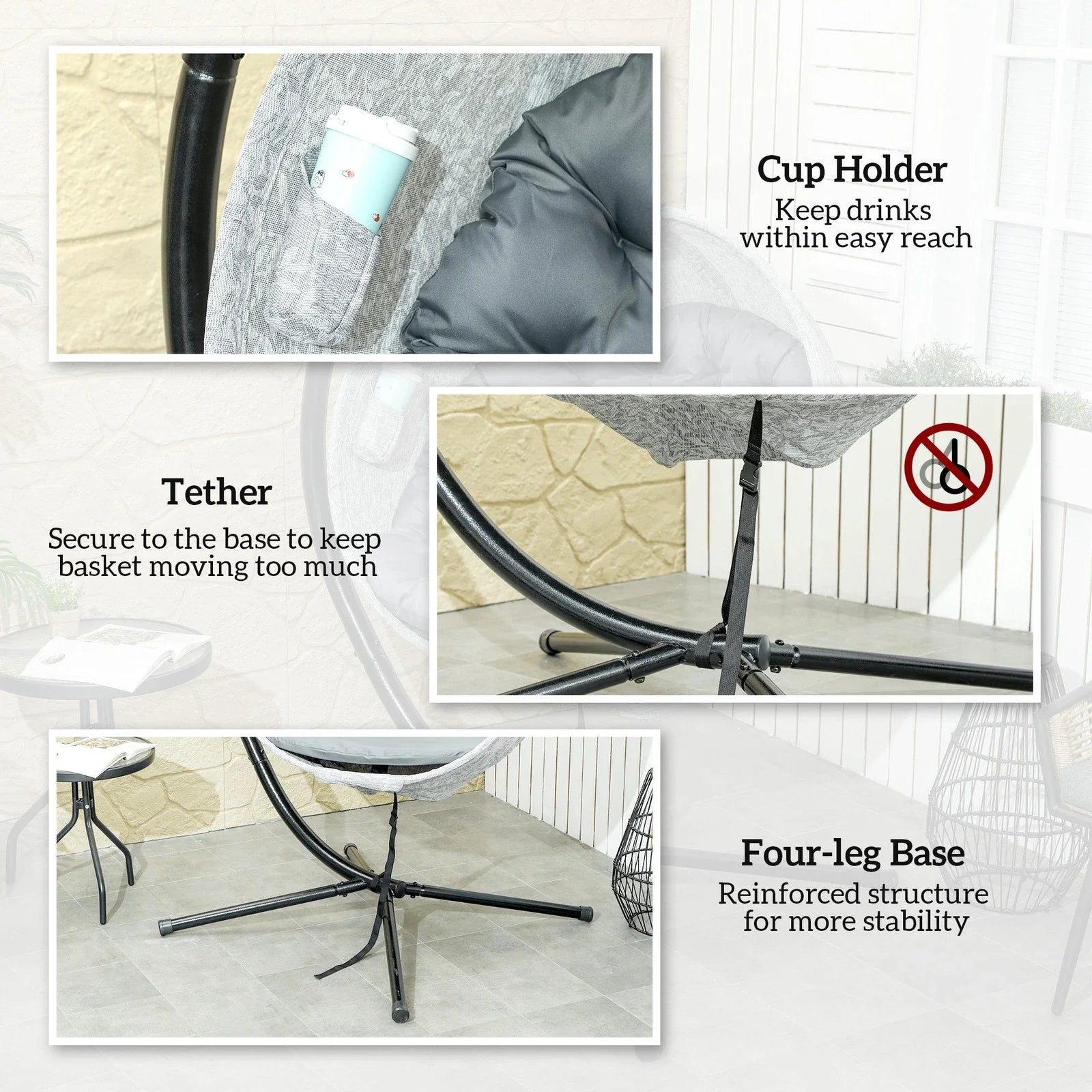 Single Hanging Egg Chair with cushion